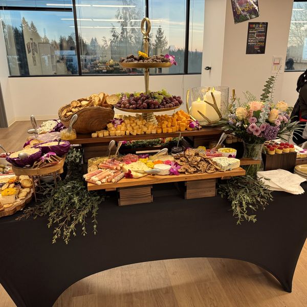 A catered buffet in an office