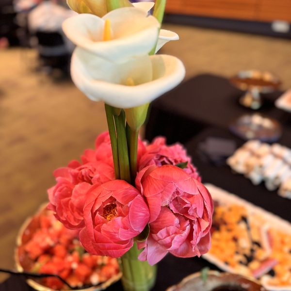 Fresh flowers on a catering table