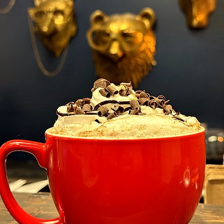 Mocha in a red mug