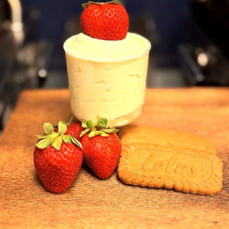 Poteet Pudding with strawberries